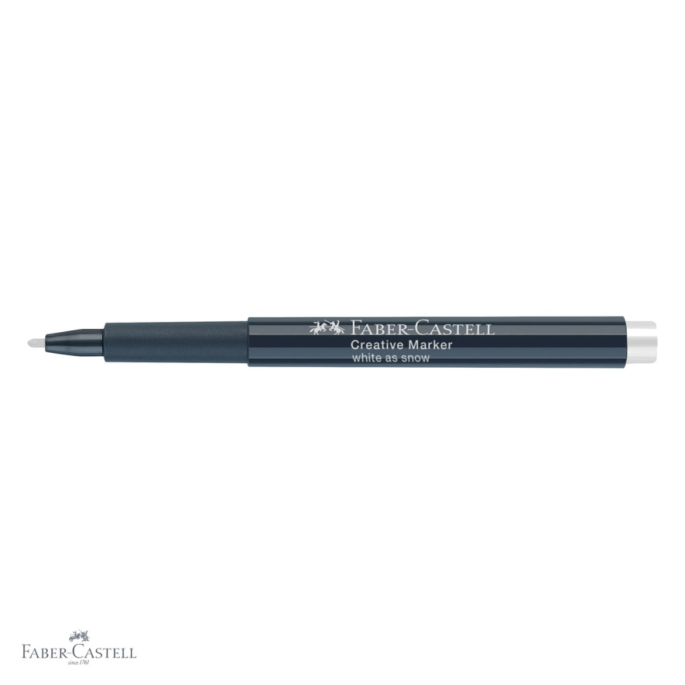 Marker creativ alb Faber-Castell, varf 1.5 mm, pentru hartie, sticla, plastic si metal [4]