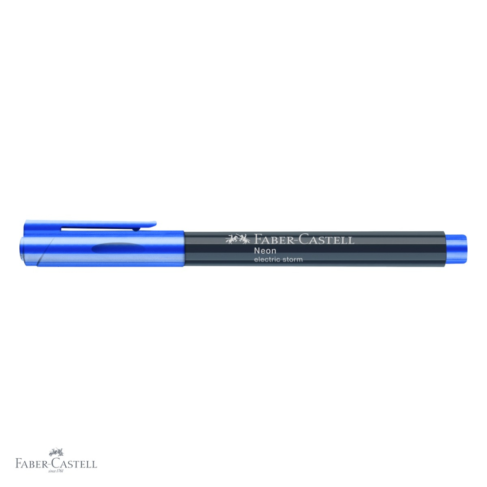 Marker creativ Faber-Castell, albastru neon, varf 1.5 mm, pentru hartie, sticla, plastic si metal [4]