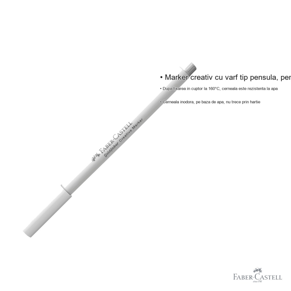 Marker creativ Faber-Castell Goldfaber 501, varf pensula, cerneala alba pe baza de apa, pentru suprafete multiple [3]
