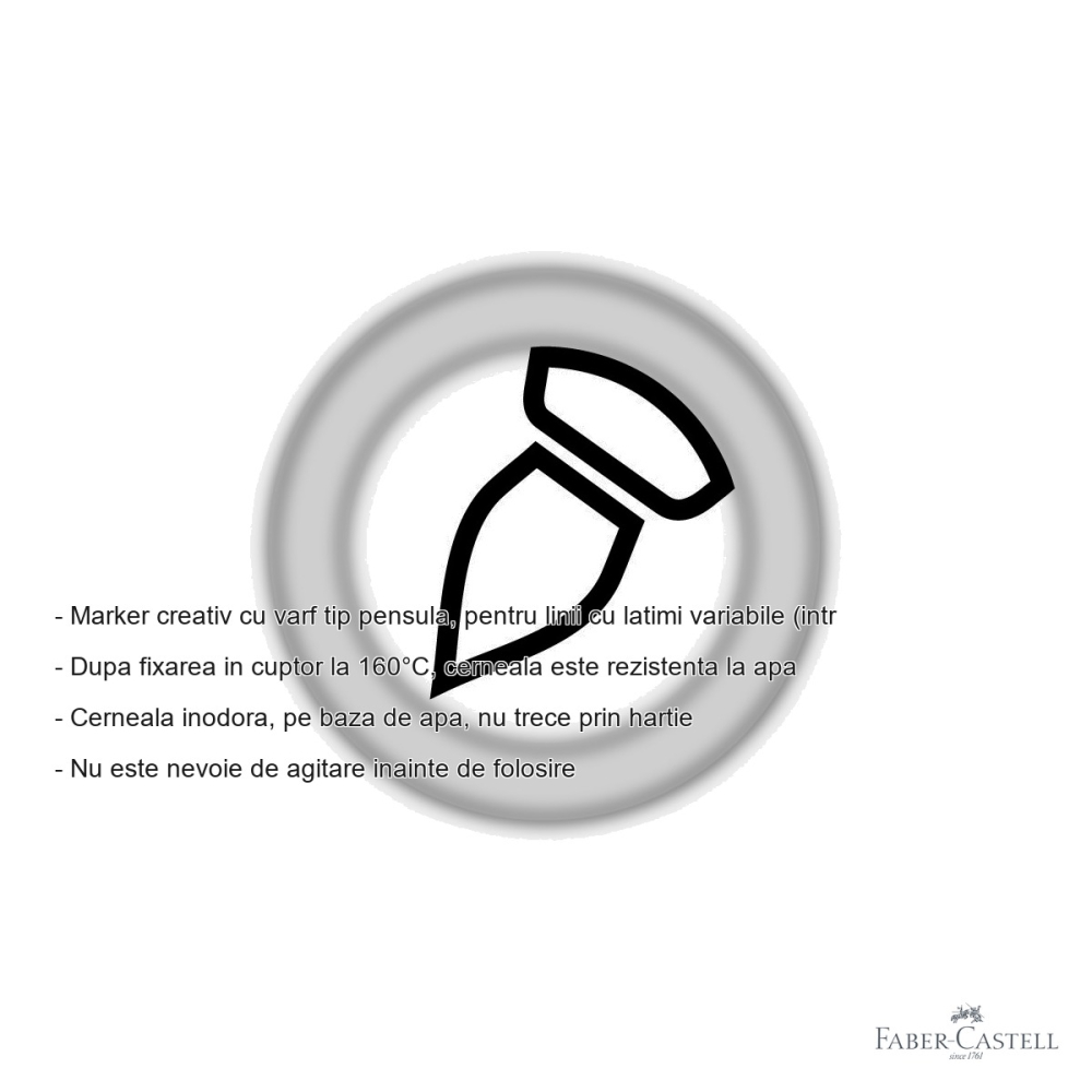 Marker creativ Faber-Castell Goldfaber 501, varf pensula, cerneala alba pe baza de apa, pentru suprafete multiple [2]