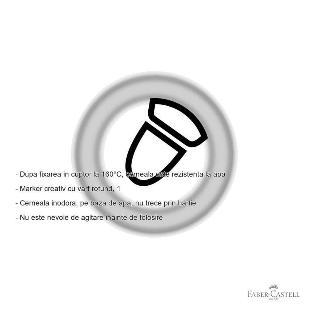 Marker creativ Faber-Castell Goldfaber alb 501, varf rotund 1.5 mm, pentru hartie, sticla, plastic si metal [2]