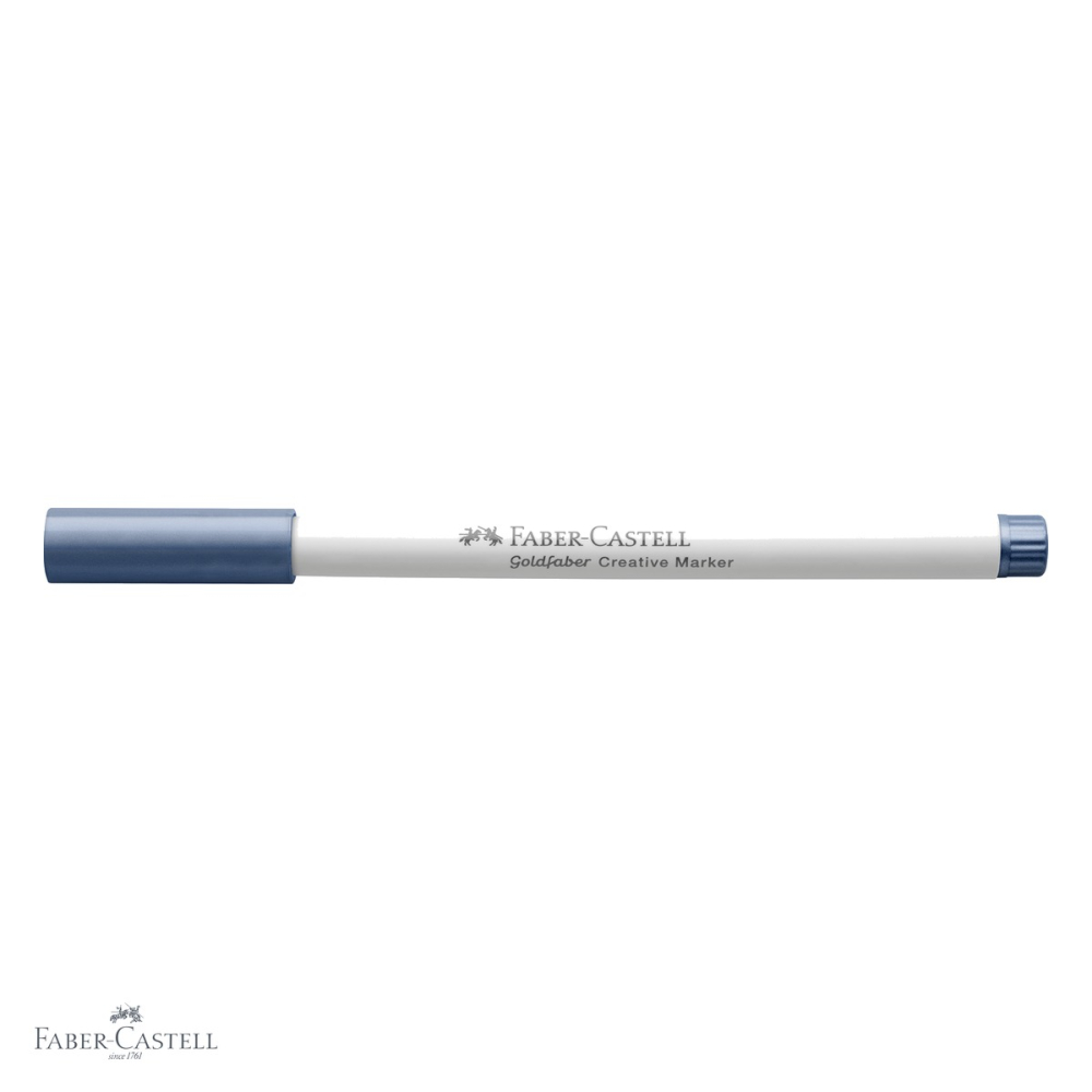 Marker creativ Faber-Castell Goldfaber, albastru marin metalizat 553, varf rotund 1.5 mm, pentru hartie, sticla si metal [4]