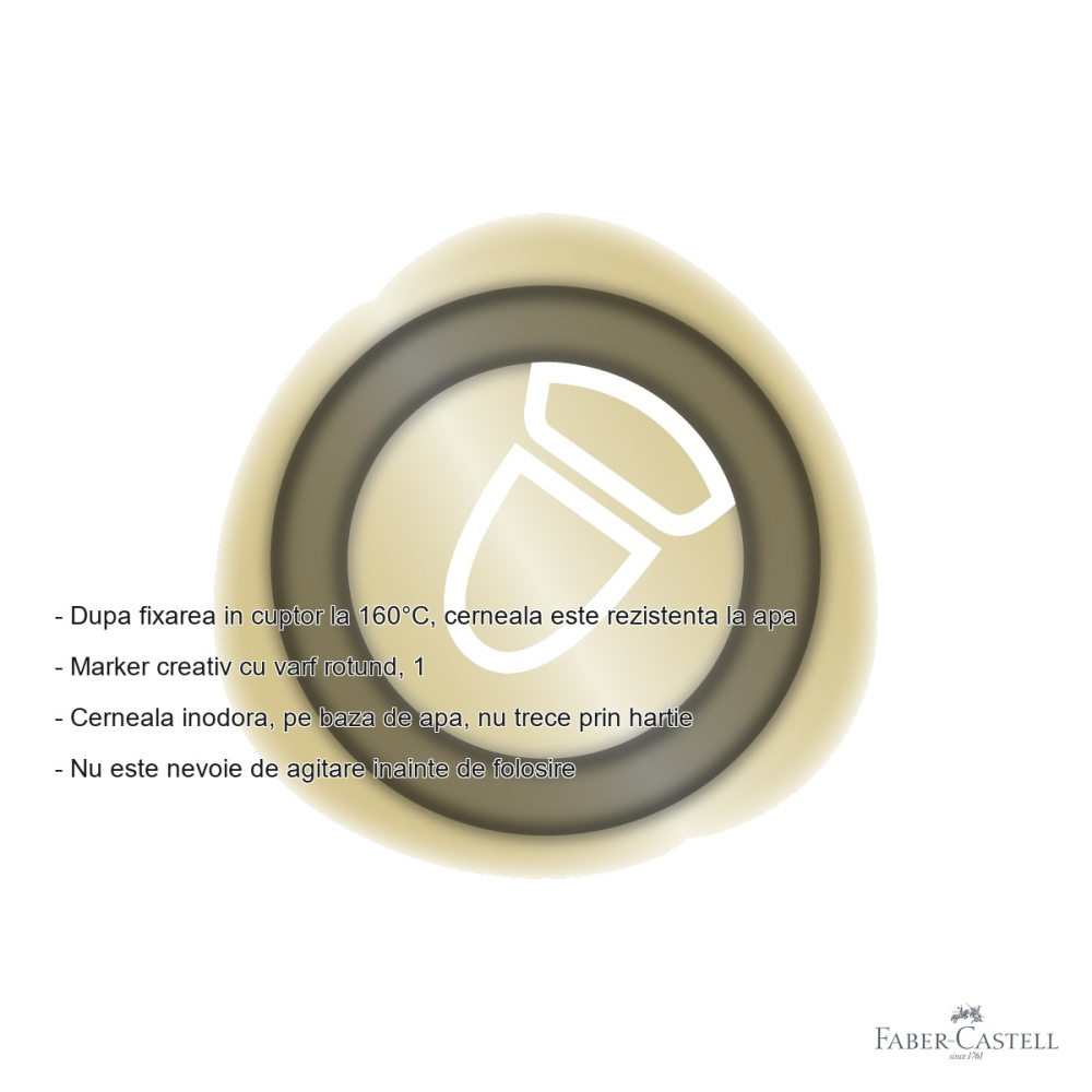 Marker creativ Faber-Castell Goldfaber auriu 550, varf rotund 1.5 mm, pentru hartie, sticla, metal si plastic [2]