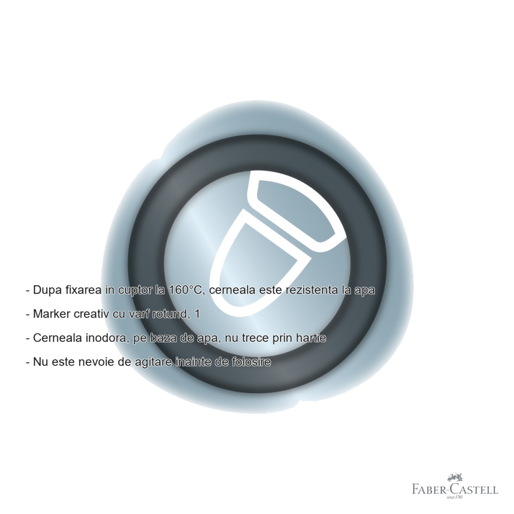 Marker creativ Faber-Castell Goldfaber, bleu ice metalizat, varf rotund 1.5 mm, pentru suprafete multiple [2]