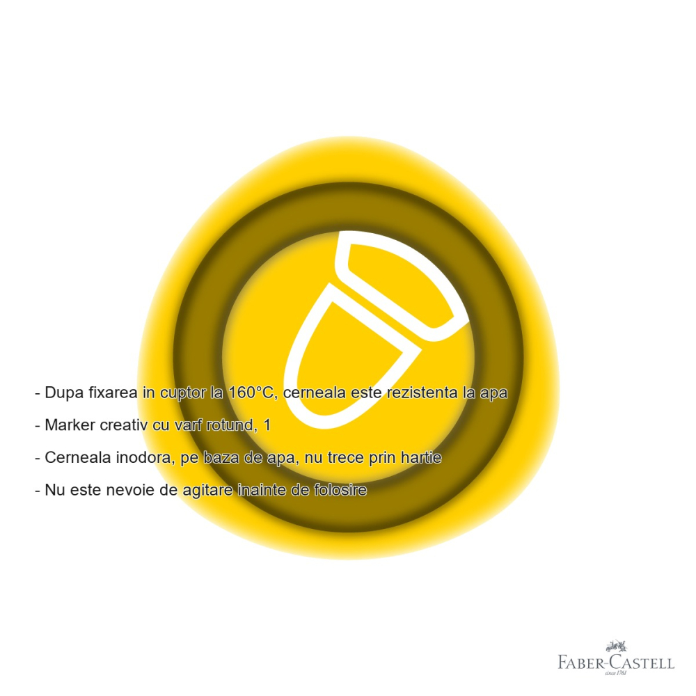 Marker creativ Faber-Castell Goldfaber galben 507, varf rotund 1.5 mm, pentru hartie, sticla si plastic [2]