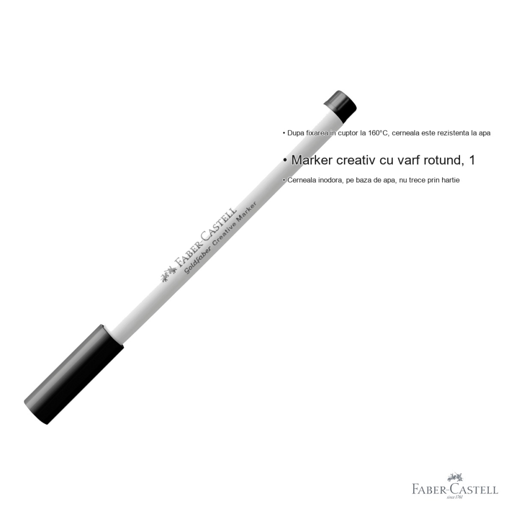 Marker creativ Faber-Castell Goldfaber negru, varf rotund 1.5 mm, pentru hartie, sticla, plastic si metal [3]