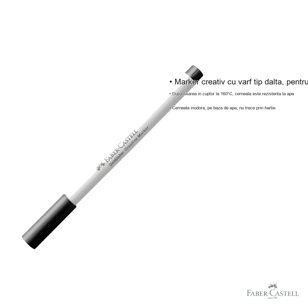 Marker creativ Faber-Castell Goldfaber negru, varf tip dalta, pentru suprafete multiple [3]