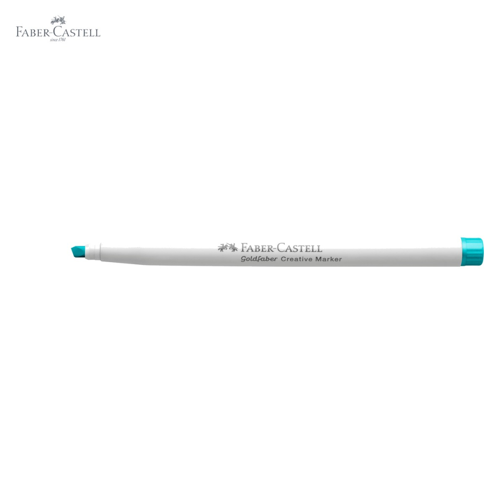 Marker creativ Faber-Castell Goldfaber, varf dalta, albastru caraibe 556, pentru suprafete multiple [5]
