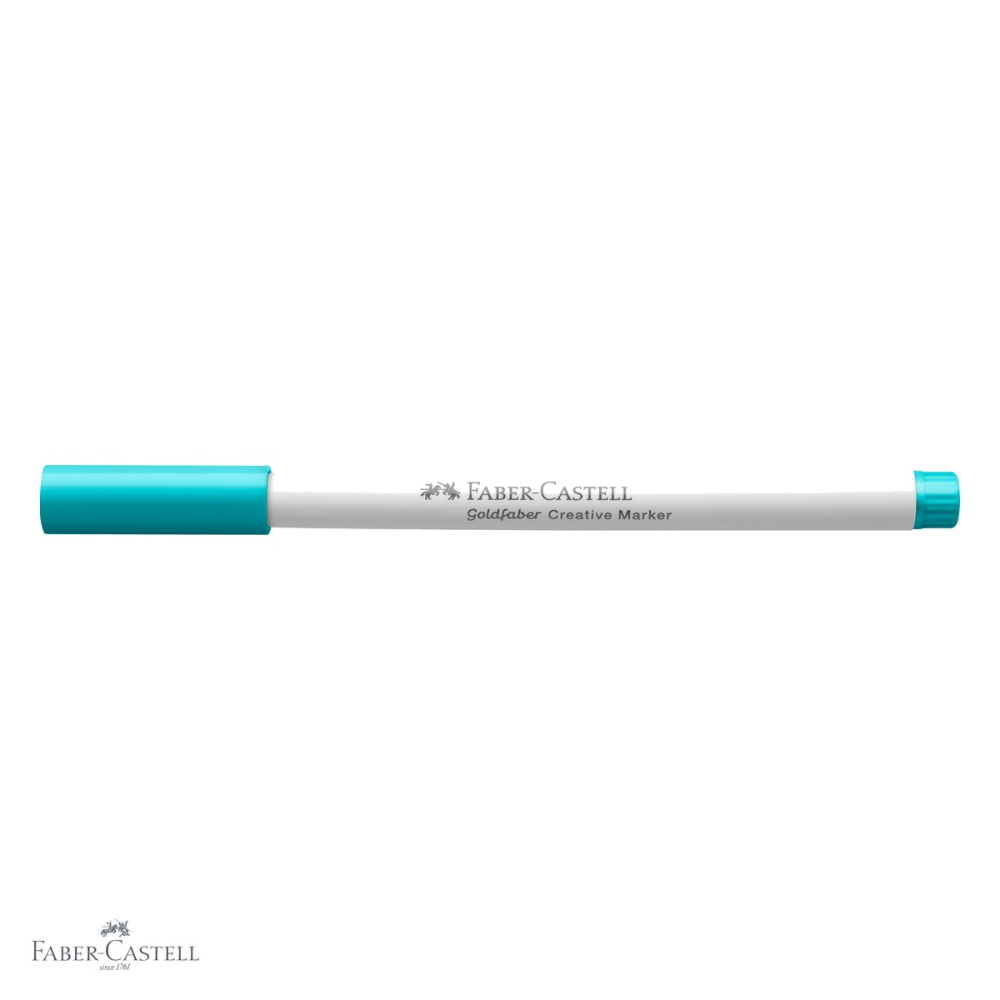 Marker creativ Faber-Castell Goldfaber, varf dalta, albastru caraibe 556, pentru suprafete multiple [4]