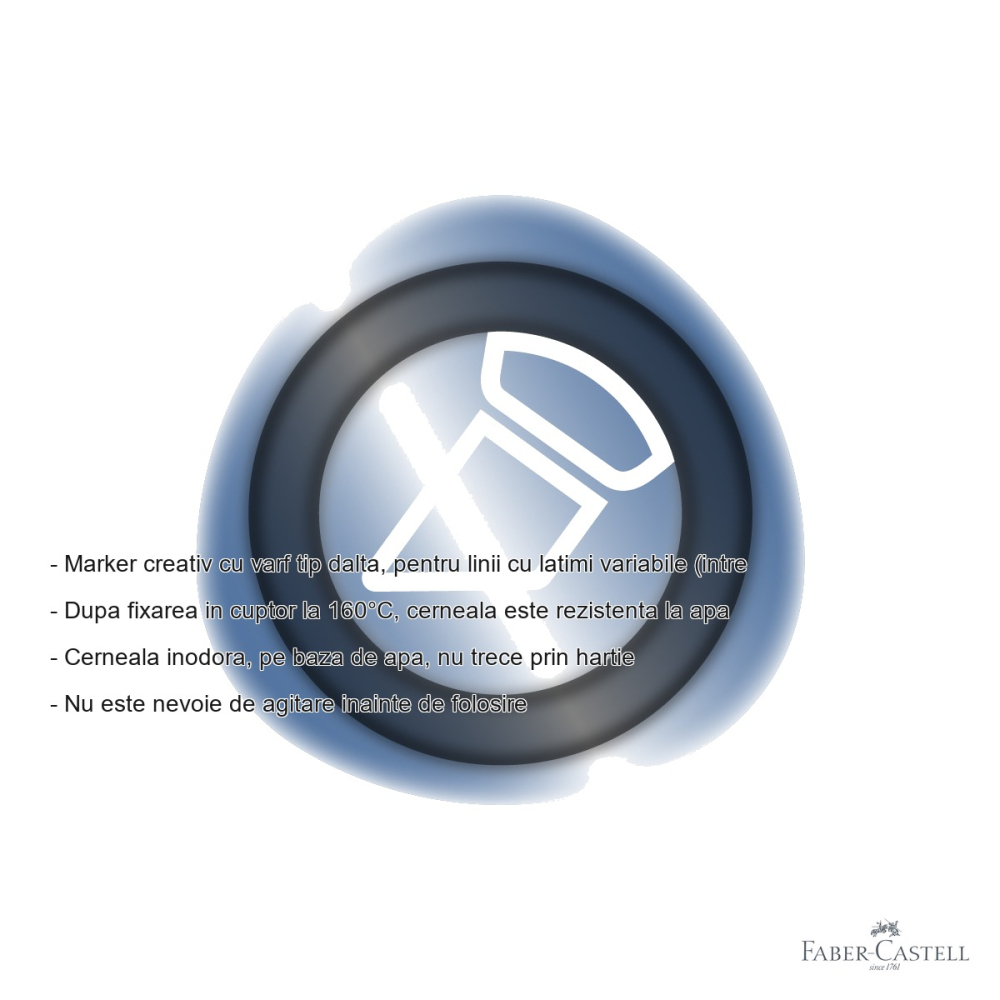 Marker creativ Faber-Castell Goldfaber, varf dalta, albastru metalizat, pentru suprafete multiple [2]