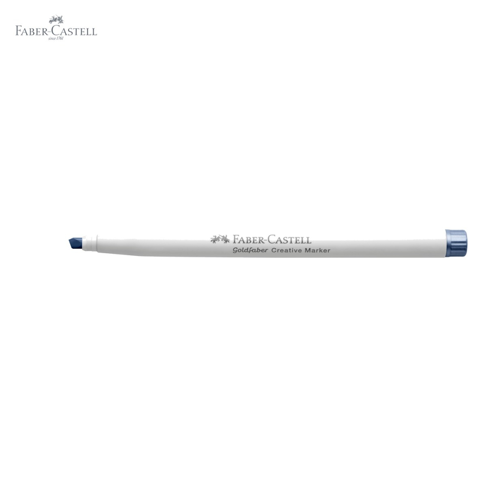 Marker creativ Faber-Castell Goldfaber, varf dalta, albastru metalizat, pentru suprafete multiple [5]