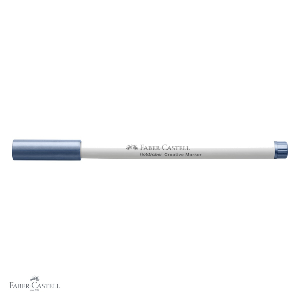 Marker creativ Faber-Castell Goldfaber, varf dalta, albastru metalizat, pentru suprafete multiple [4]
