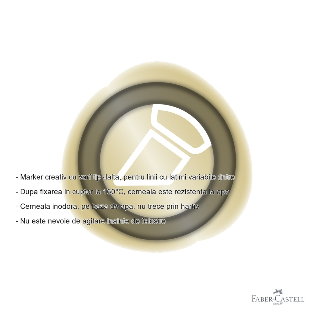 Marker creativ Faber-Castell Goldfaber, varf dalta auriu, pentru hartie, carton, sticla si metal [2]