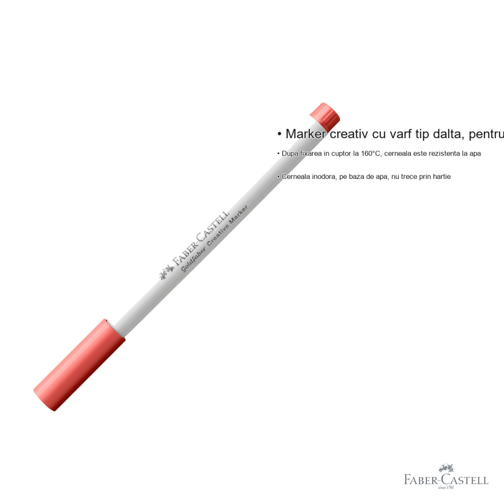 Marker creativ Faber-Castell Goldfaber, varf dalta, rosu pepene 521, pentru hartie sticla plastic metal piatra [3]