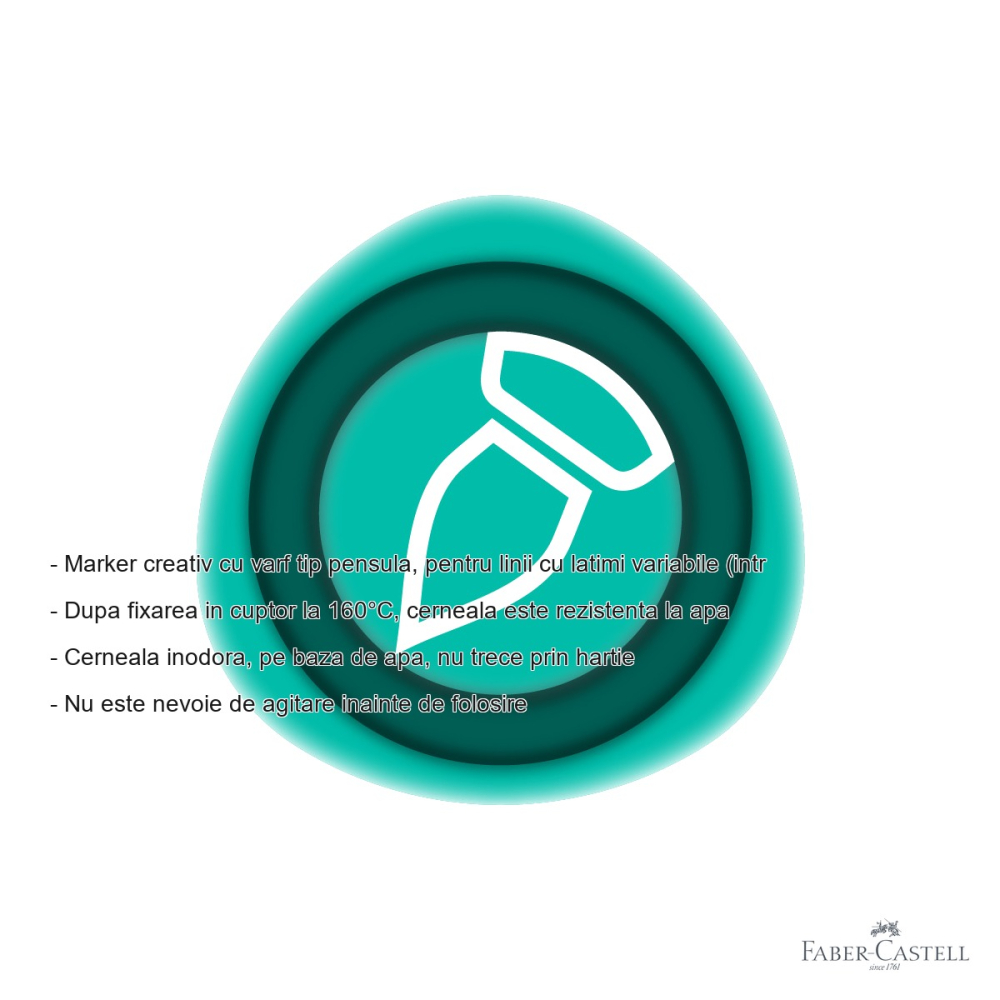 Marker creativ Faber-Castell Goldfaber, varf pensula, albastru Caraibe 556, pentru desen si decorare [2]