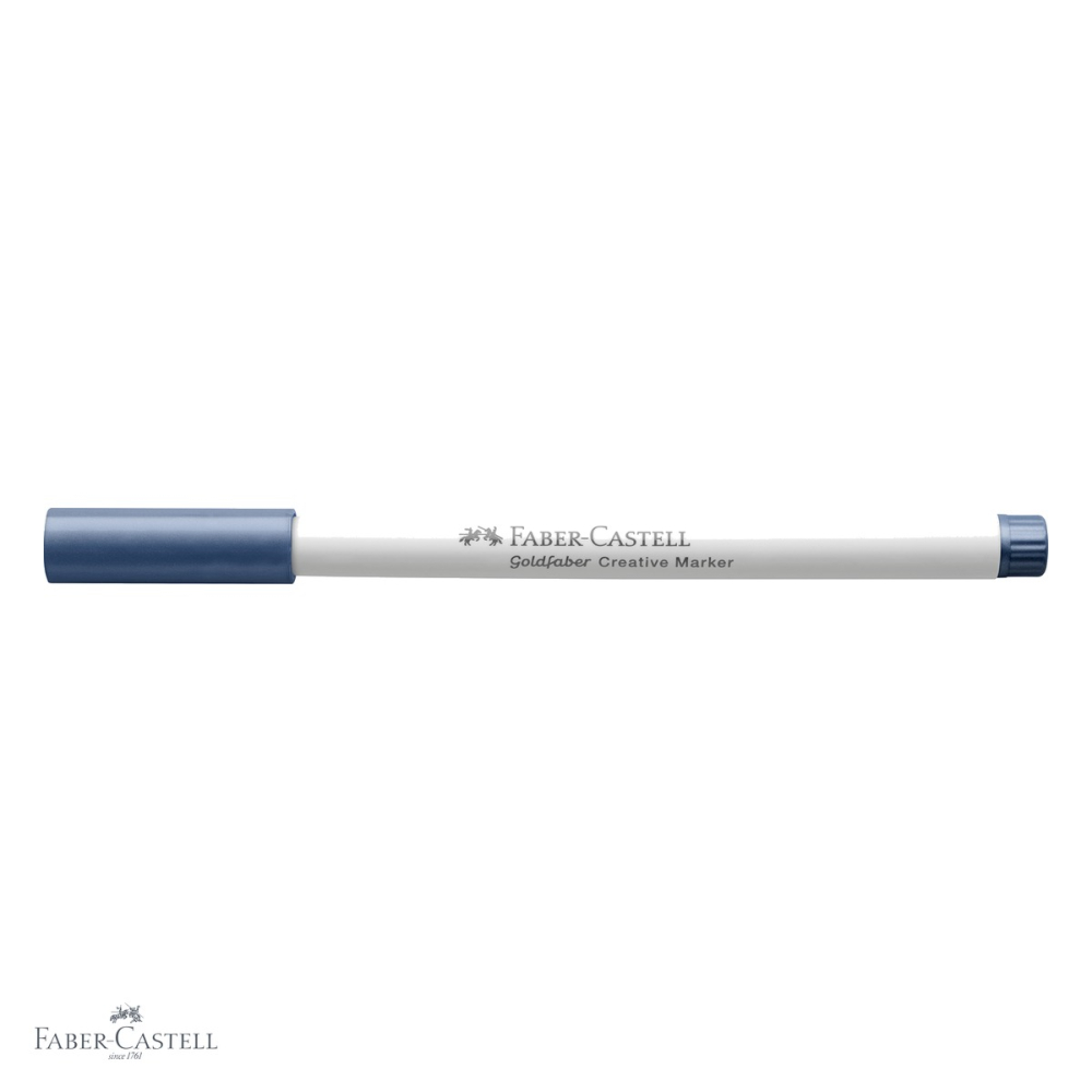 Marker creativ Faber-Castell Goldfaber, varf pensula, albastru marin metalizat 553, pentru suprafete multiple [4]