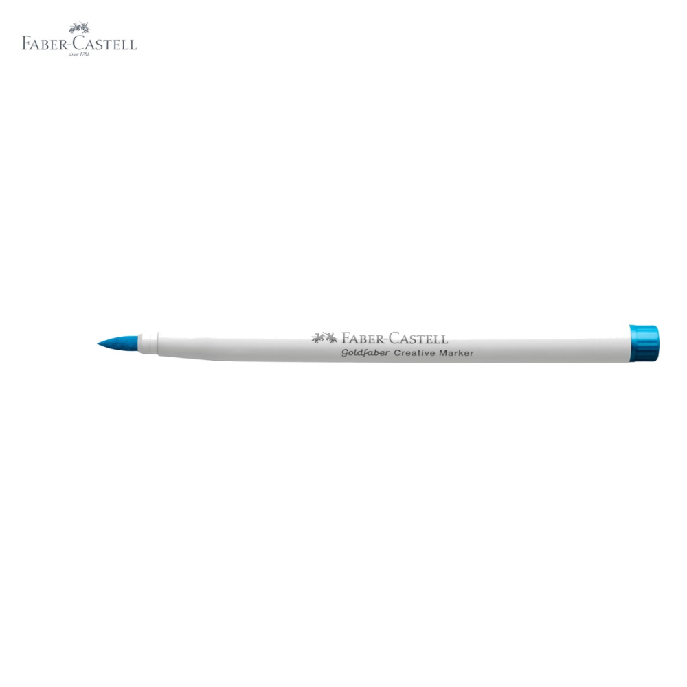 Marker creativ Faber-Castell Goldfaber varf pensula, albastru ocean 543, linii variabile 1-5 mm [5]