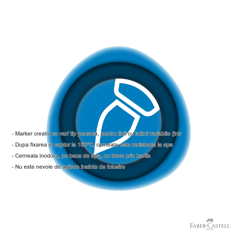 Marker creativ Faber-Castell Goldfaber varf pensula, albastru ocean 543, linii variabile 1-5 mm [2]