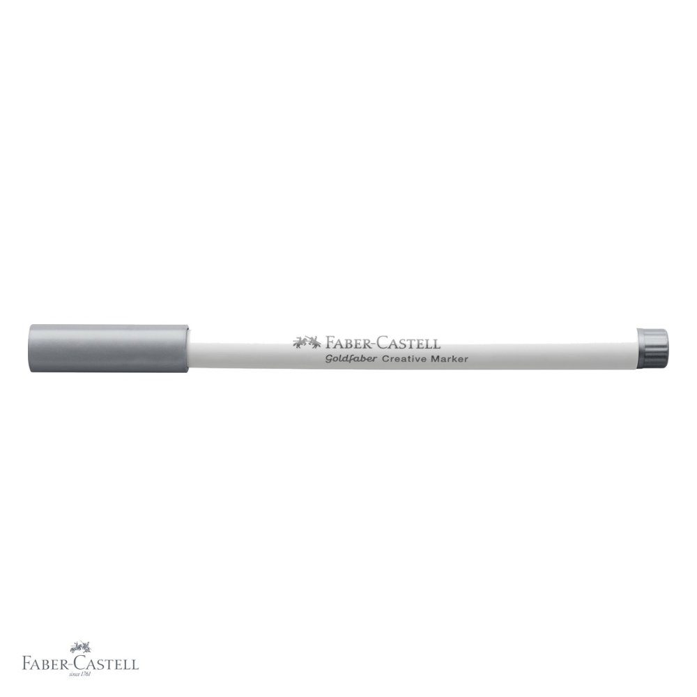 Marker creativ Faber-Castell Goldfaber varf pensula argintiu, cerneala pe baza de apa, pentru hartie carton sticla plastic metal piatra [4]