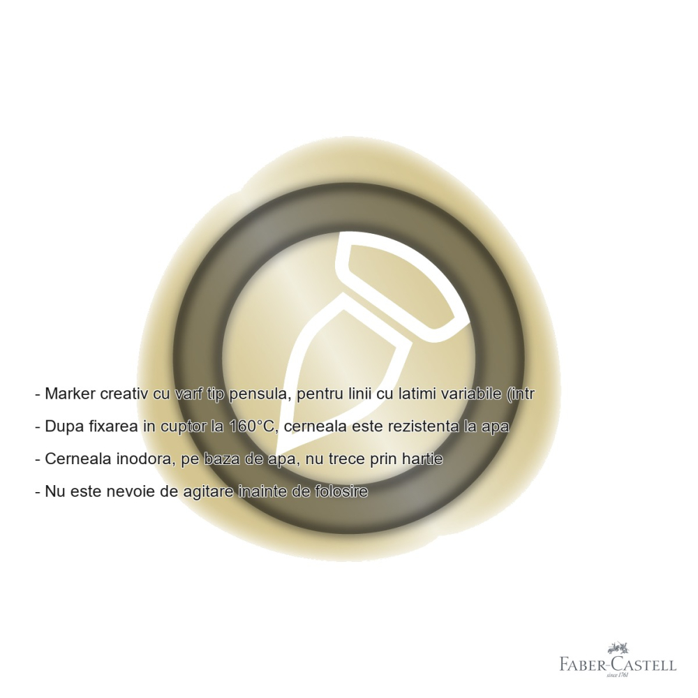 Marker creativ Faber-Castell Goldfaber, varf pensula auriu, pentru hartie, carton, sticla si metal [2]