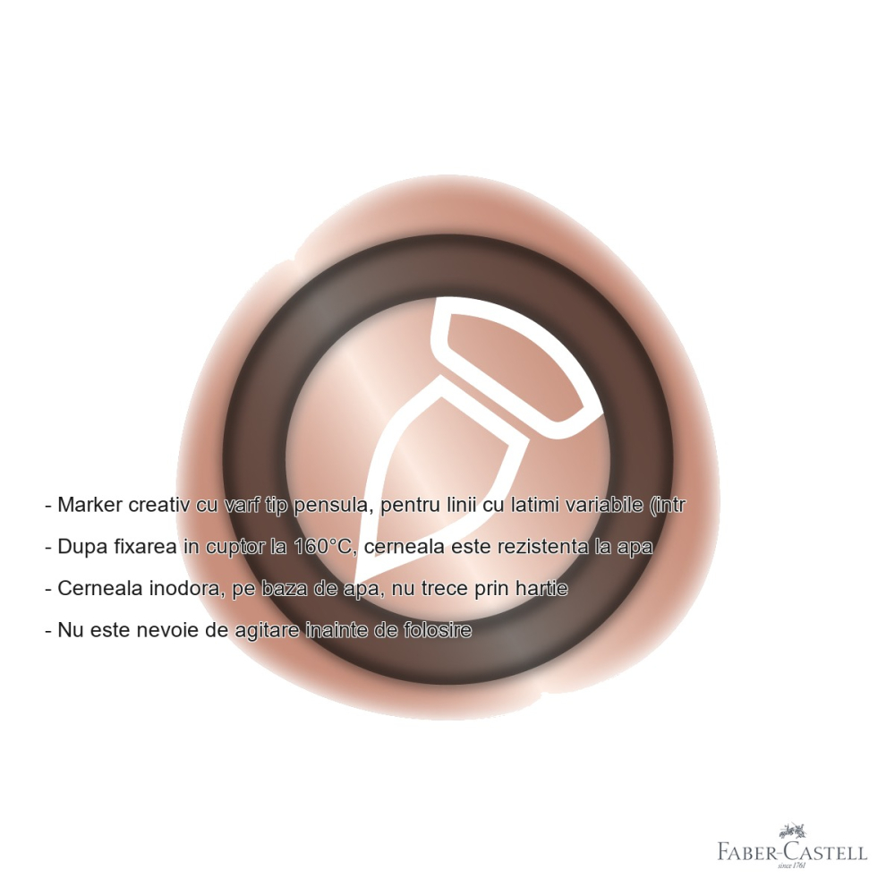 Marker creativ Faber-Castell Goldfaber varf pensula, culoare cupru 552, pentru suprafete multiple [2]