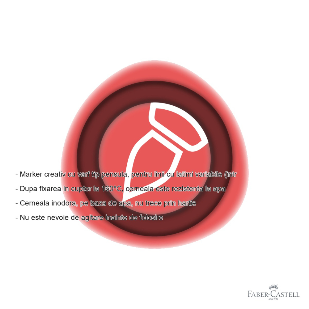 Marker creativ Faber-Castell Goldfaber, varf pensula, culoare rosu pepene 521, pentru suprafete multiple [2]