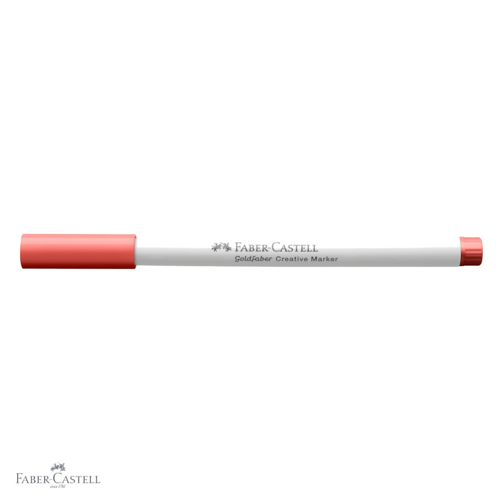 Marker creativ Faber-Castell Goldfaber, varf pensula, culoare rosu pepene 521, pentru suprafete multiple [4]