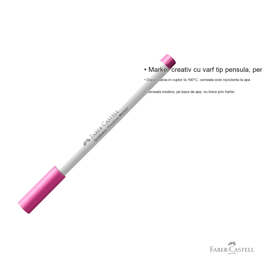 Marker creativ Faber-Castell Goldfaber varf pensula, magenta 553, linii variabile 1-5 mm, multi-suprafata [3]