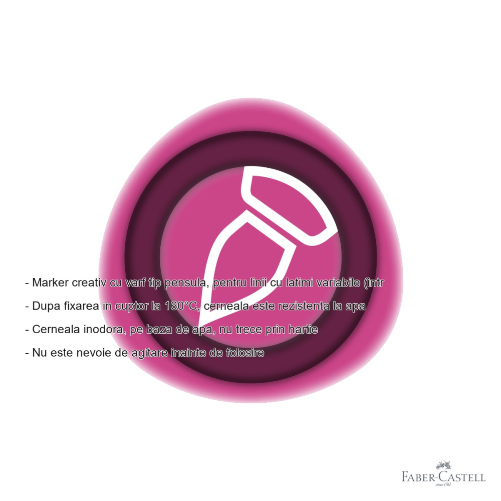 Marker creativ Faber-Castell Goldfaber varf pensula, magenta 553, linii variabile 1-5 mm, multi-suprafata [2]