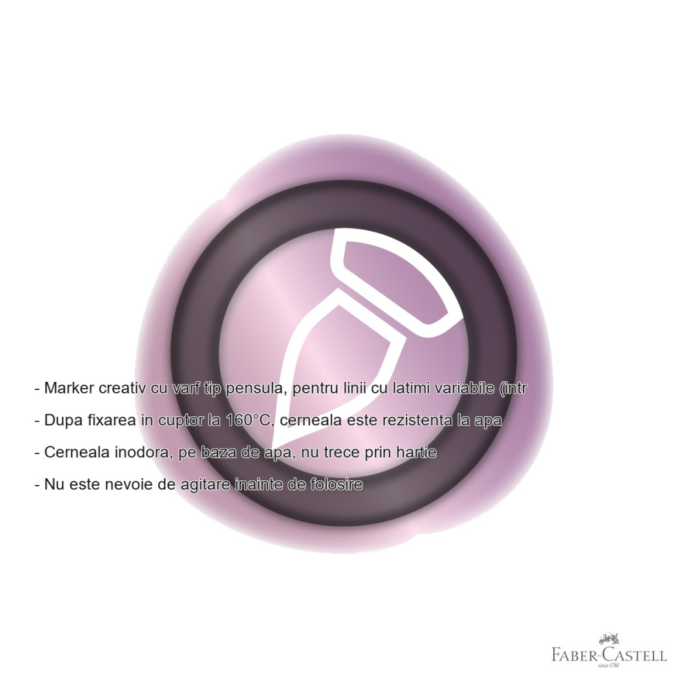 Marker creativ Faber-Castell Goldfaber, varf pensula, violet berry metalizat, pentru hartie, carton, sticla si metal [2]