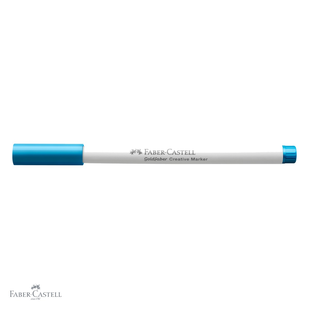 Marker creativ Faber-Castell Goldfaber, varf rotund 1.5 mm, albastru ocean 543, pentru hartie, sticla si metal [4]