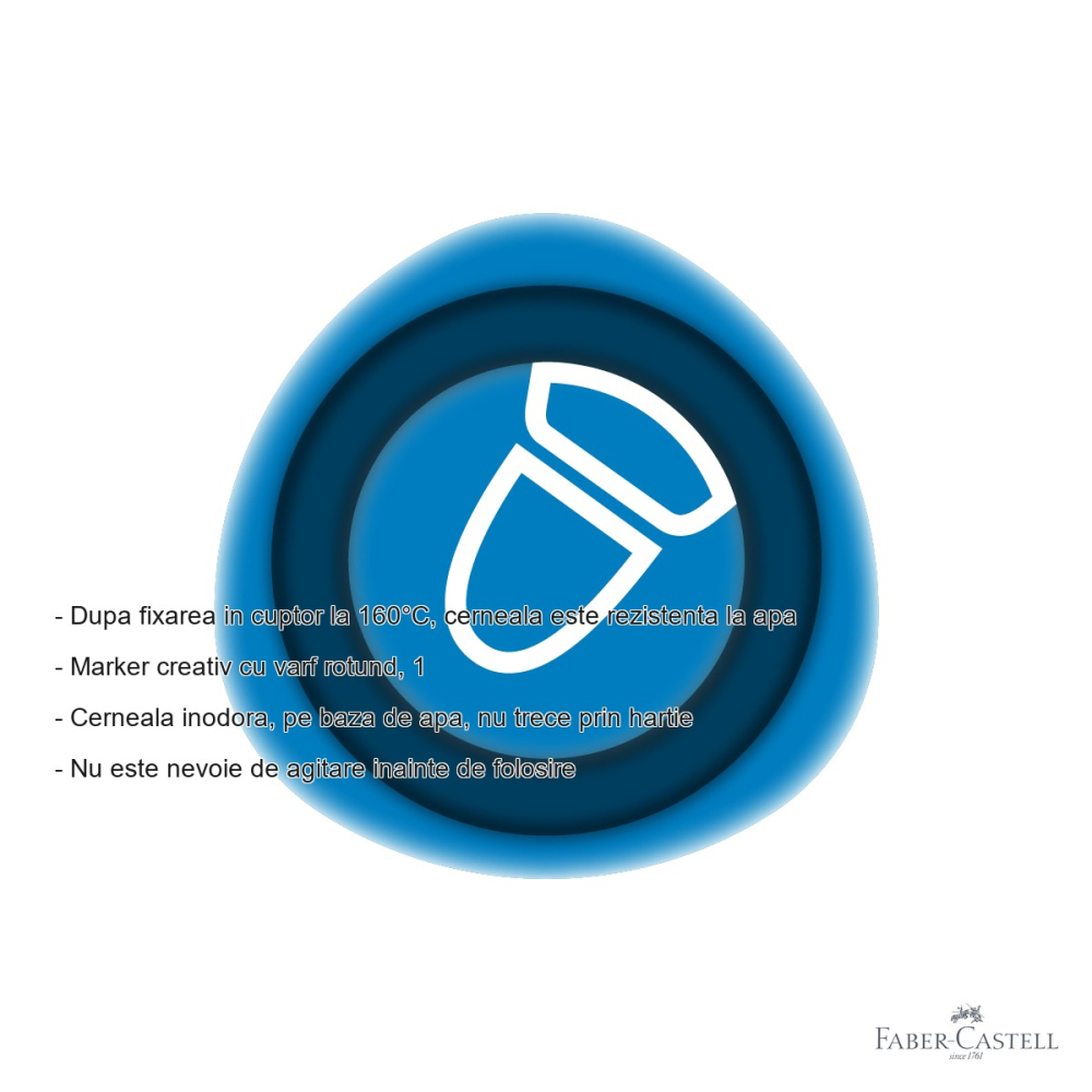 Marker creativ Faber-Castell Goldfaber, varf rotund 1.5 mm, albastru ocean 543, pentru hartie, sticla si metal [2]