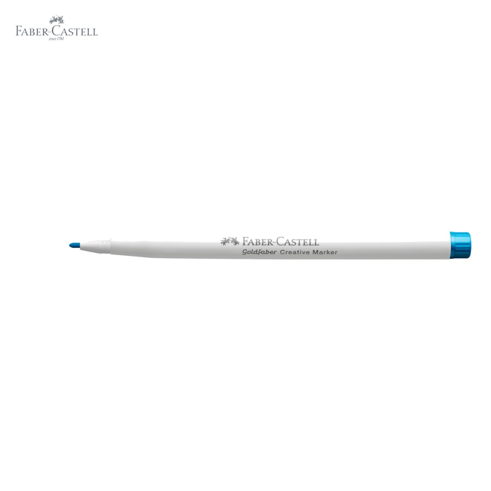 Marker creativ Faber-Castell Goldfaber, varf rotund 1.5 mm, albastru ocean 543, pentru hartie, sticla si metal [5]