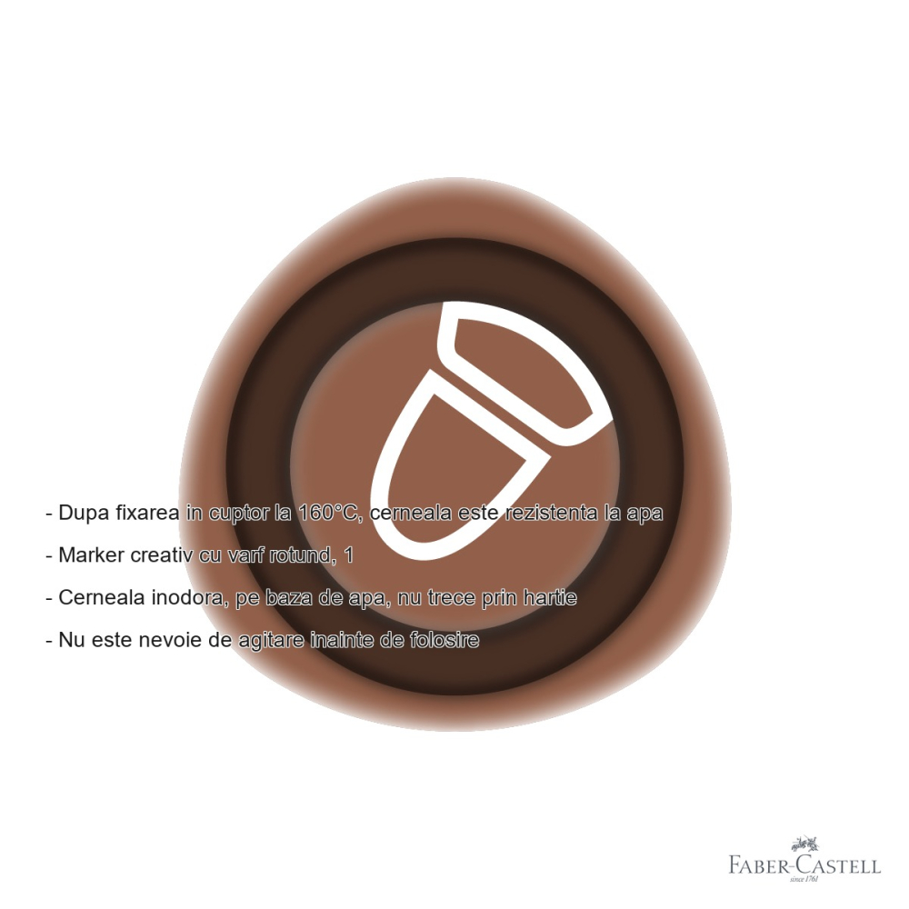 Marker creativ Faber-Castell Goldfaber, varf rotund 1.5 mm, maro sirop de artar 587, pentru hartie, sticla si metal [2]