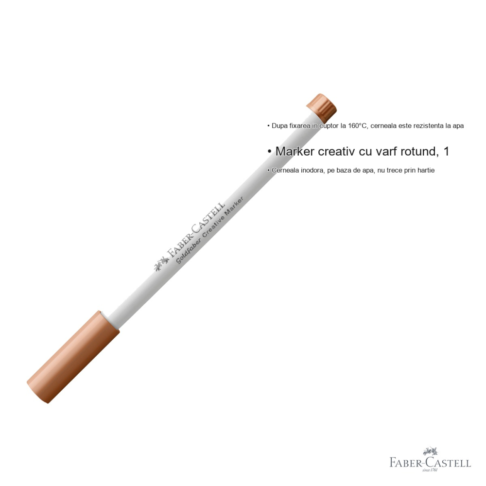 Marker creativ Faber-Castell Goldfaber, varf rotund 1.5 mm, maro sirop de artar 587, pentru hartie, sticla si metal [3]