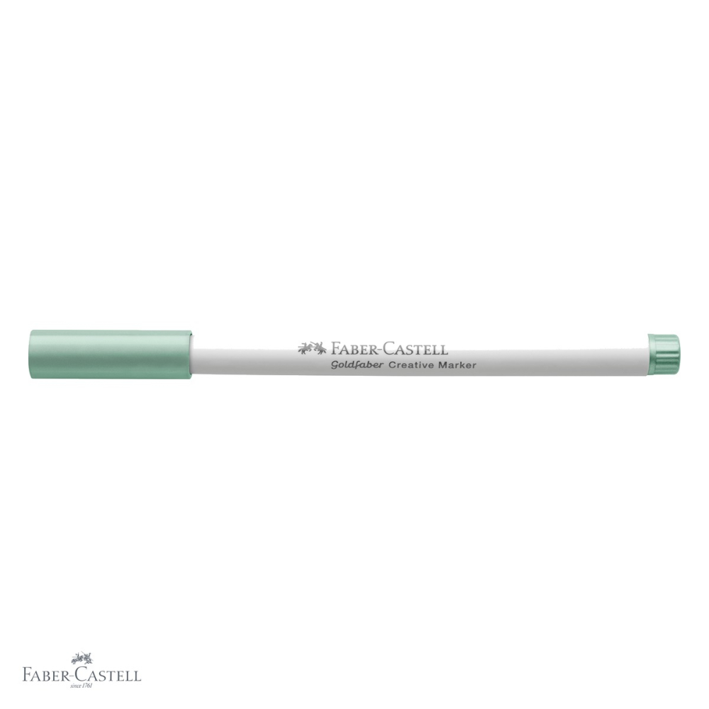 Marker creativ Faber-Castell Goldfaber, varf rotund 1.5 mm, verde metalizat, pentru hartie, sticla si metal [4]