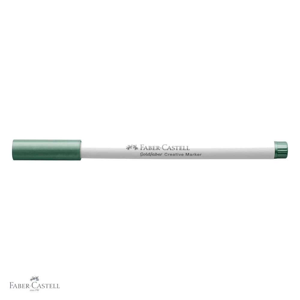 Marker creativ Faber-Castell Goldfaber, varf rotund 1.5 mm, verde metalizat, pentru hartie, sticla si plastic [4]