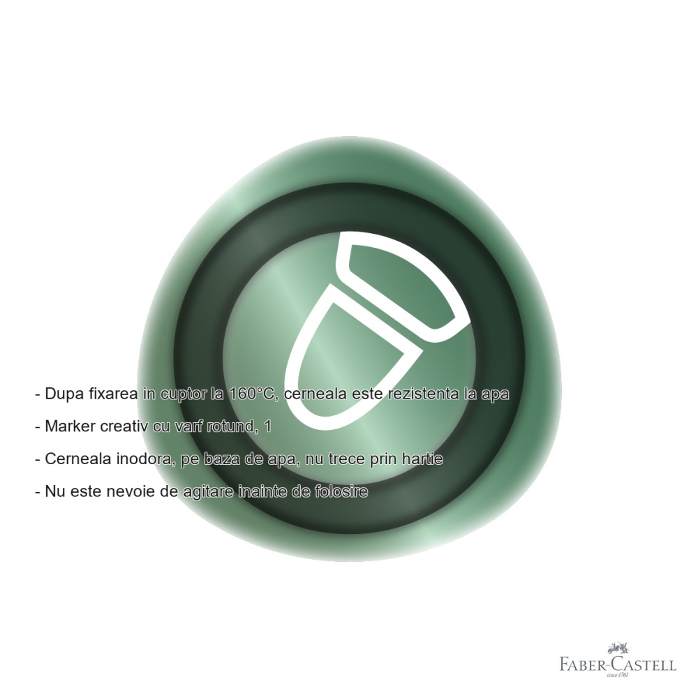 Marker creativ Faber-Castell Goldfaber, varf rotund 1.5 mm, verde metalizat, pentru hartie, sticla si plastic [2]