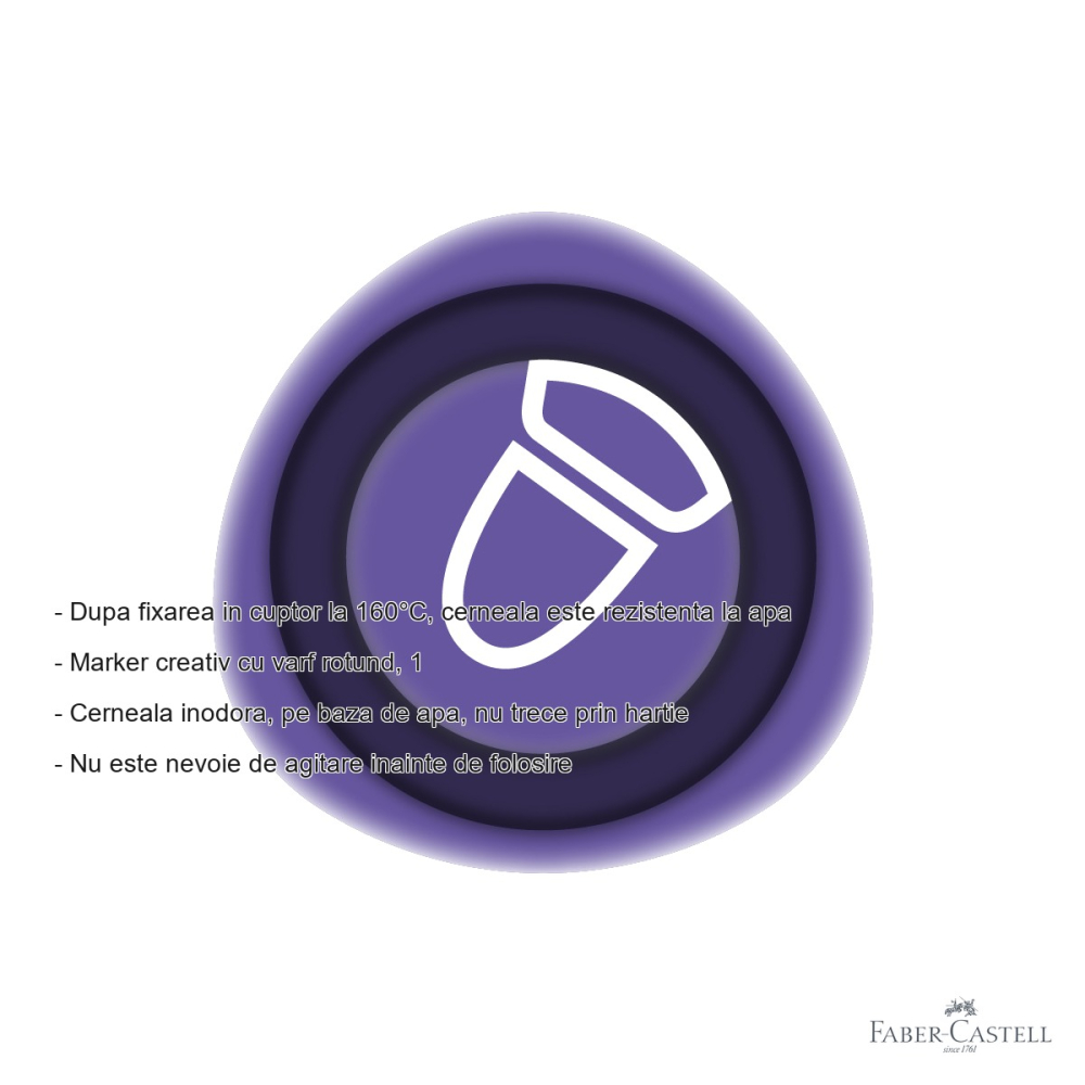 Marker creativ Faber-Castell Goldfaber, varf rotund 1.5 mm, violet plum 537, cerneala pe baza de apa, multisuprafete [2]