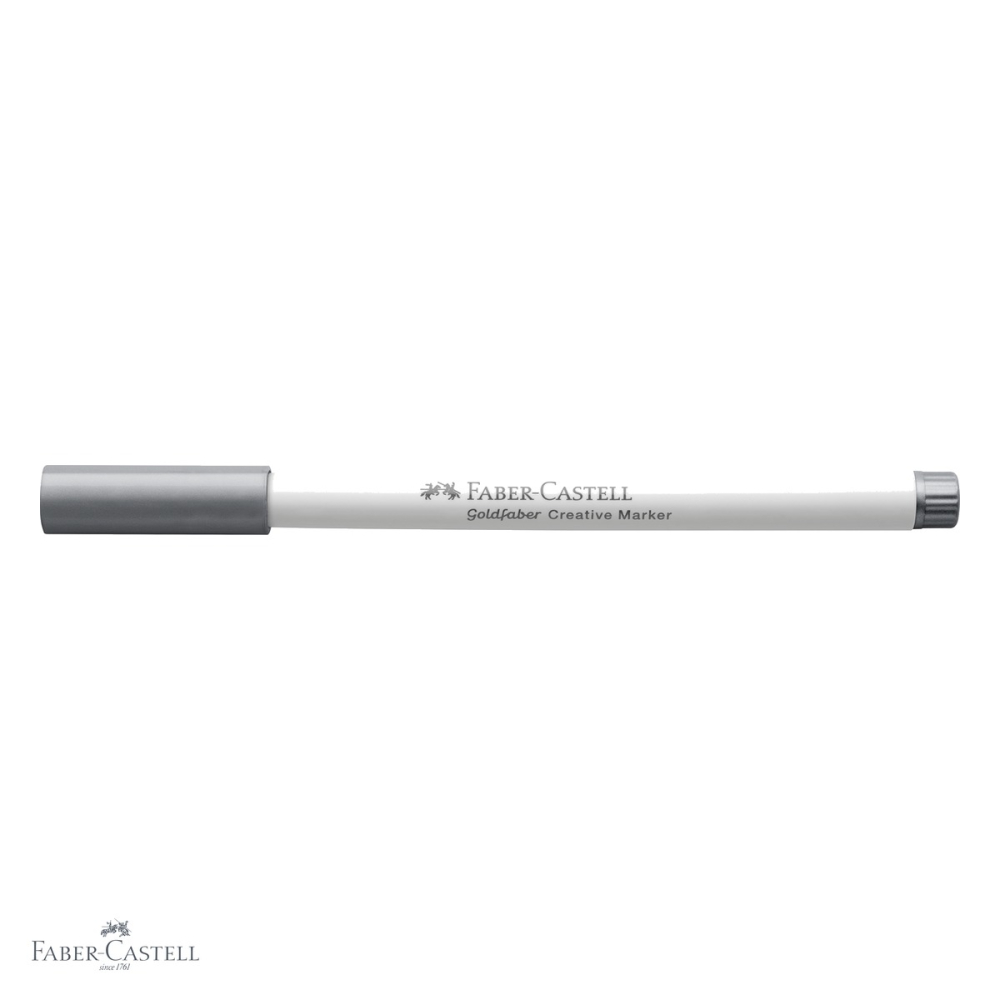 Marker creativ Faber-Castell Goldfaber, varf rotund 1.5mm, cerneala metalica gri asfalt, pentru hartie, sticla, plastic si metal [4]