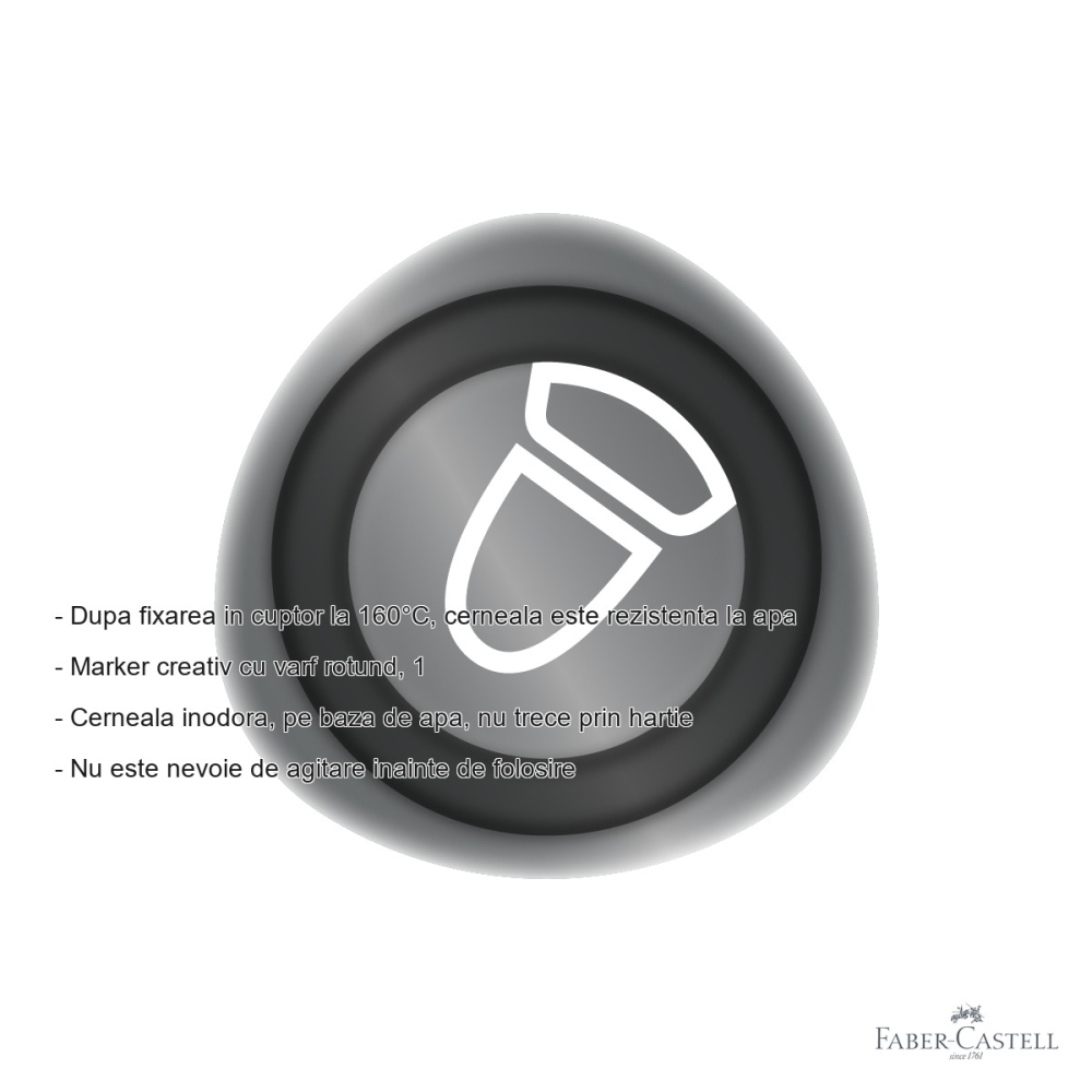 Marker creativ Faber-Castell Goldfaber, varf rotund 1.5mm, cerneala metalica gri asfalt, pentru hartie, sticla, plastic si metal [2]