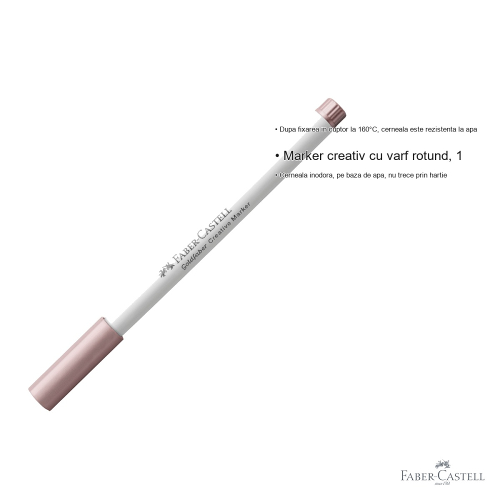 Marker creativ Faber-Castell Goldfaber, varf rotund 1.5mm, culoare rose metalizat, pentru diverse suprafete [3]