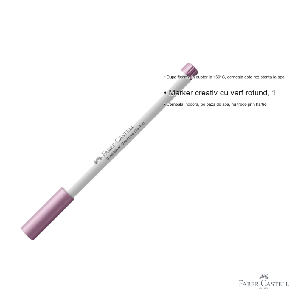 Marker creativ Faber-Castell Goldfaber, varf rotund 1.5mm, violet berry metalizat, cerneala pe baza de apa [3]