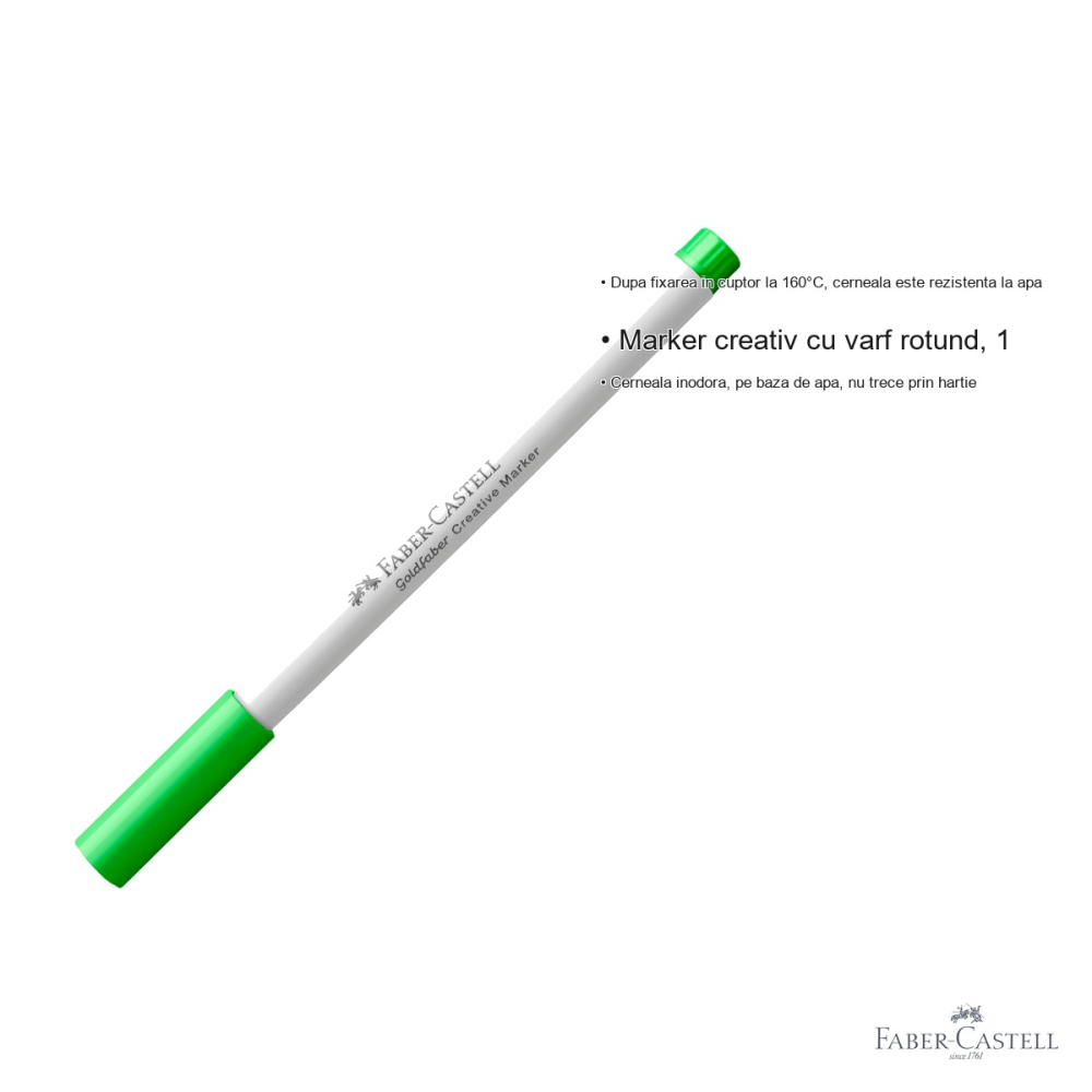 Marker creativ Faber-Castell Goldfaber Verde Lucky 556, varf rotund 1.5mm, cerneala pe baza de apa, multisuprafete [3]