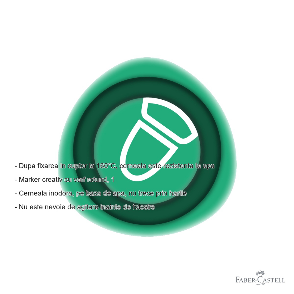 Marker creativ Faber-Castell Goldfaber Verde Lucky 556, varf rotund 1.5mm, cerneala pe baza de apa, multisuprafete [2]
