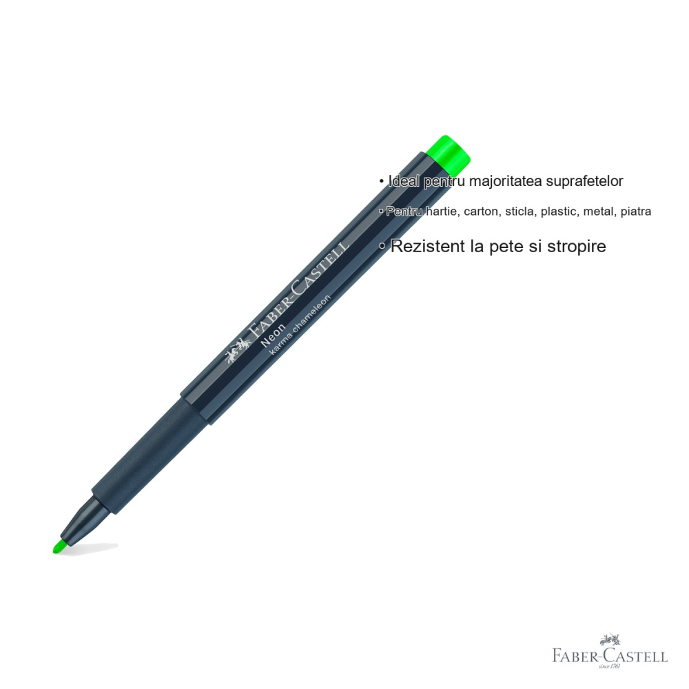 Marker creativ Faber-Castell, varf 1.5 mm, verde neon, pentru hartie, sticla, plastic si metal [3]