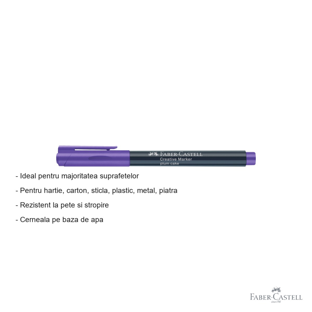 Marker creativ Faber-Castell violet plum, varf 1.5 mm, pentru hartie, sticla, plastic si metal [2]