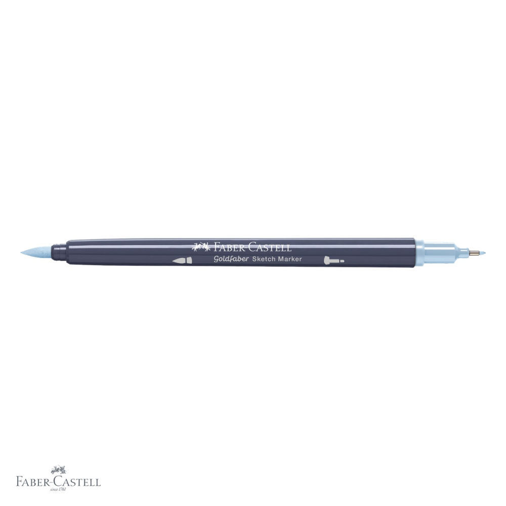 Marker cu 2 capete Faber-Castell Goldfaber, bleu porumbel deschis 452, pentru desen artistic si ilustratie [4]