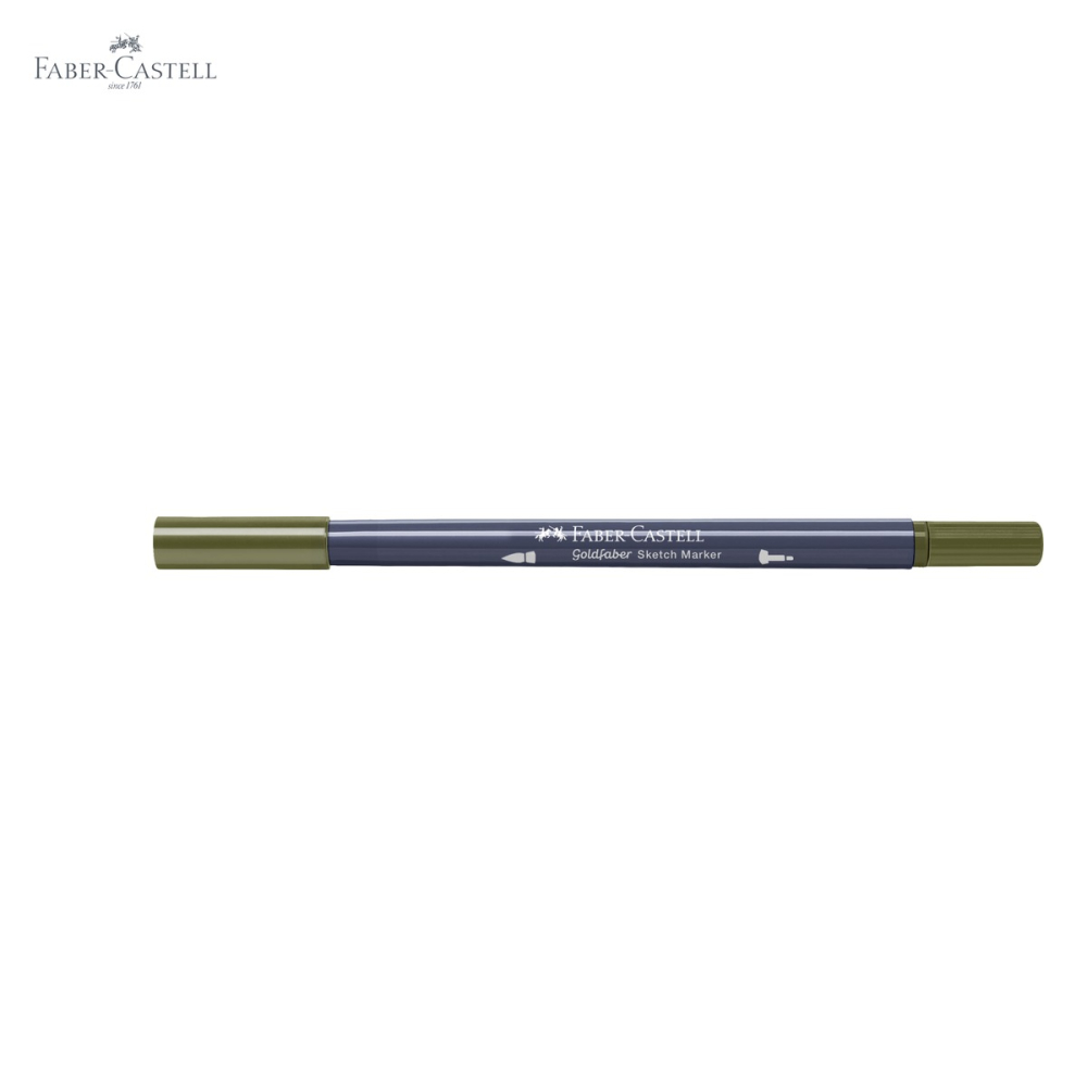 Marker cu 2 capete Faber-Castell Goldfaber, cerneala alcool, culoare olive galbui 173, pentru desen artistic [5]