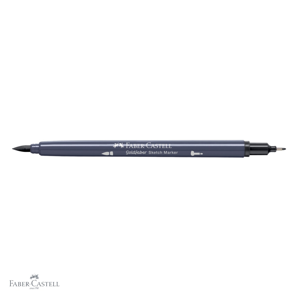 Marker cu 2 capete Faber-Castell Goldfaber, gri neutru V 335, pensula flexibila si fineliner, pentru desen artistic [4]